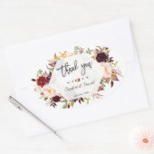 Burgundy Floral Geometric Handwriting Wedding Ovaler Aufkleber (Umschlag)