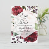 Burgundy Floral Geometric Hexagon Vellum Save The Date (Stehend Vorderseite)