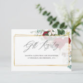 Burgundy Floral Geometric Wedding Gift Registry Begleitkarte (Stehend Vorderseite)