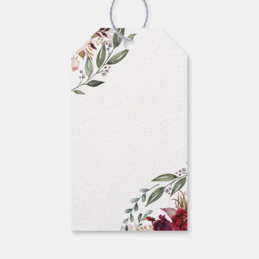 Burgundy Floral Geschenkanhänger (Rückseite)