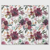 Burgundy Floral Geschenkpapier (Flach)
