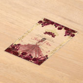 Burgundy Floral Gold Arch Prinzessin Quinceanera Acryleinladungen (Ablage )