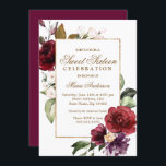 Burgundy Floral Gold Border Sweet 16 Party Einladung<br><div class="desc">Burgundy Floral Gold Border Sweet 16 Party Einladung Siehe Matching Collection in Nische- und Nestladen</div>