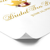 Burgundy Floral Gold Brautparty Tee Willkommen Poster (Ecke)