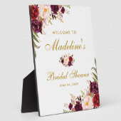 Burgundy Floral Gold Brautparty Willkommen Fotoplatte (Seite)