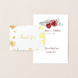 Burgundy Floral Gold Foil Hochzeit Vielen Dank Hin Folienkarte