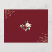 Burgundy Floral Gold Folie Wasserfarbenprägung Einladungspostkarte (Rückseite)