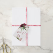 Burgundy Floral Gold Geometric Vielen Dank Geschenkanhänger (Mit Garn)