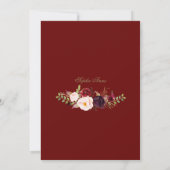 Burgundy Floral Gold Mis Quince Script Quinceañera Einladung (Rückseite)