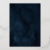 Burgundy Floral Gold Navy Blauer Rustikaler Hochze Folieneinladung (Rückseite)