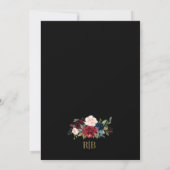 Burgundy Floral Gold Navy Blue Rustic Wedding Invi Einladung (Rückseite)