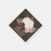 Burgundy Floral Gold Pumpkin Baby Dusche Rustikal Serviette (Ecke)