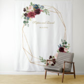 Burgundy Floral Gold Wedding Foto Stand Hintergrun Wandteppich (Beispiel)
