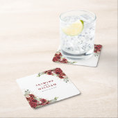 Burgundy Floral Gold Wedding Rechteckiger Pappuntersetzer (Vor Ort)