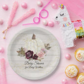 Burgundy Floral Gold White Pumpkin Baby Dusche Pappteller (Party)