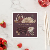 Burgundy Floral Gothic Personalized Wedding Napkin Serviette (Beispiel)