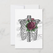 Burgundy Floral Gothic Skeleton Wedding RSVP Karte (Rückseite)