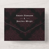 Burgundy Floral Gothic Wedding All In One Einladung (Rückseite)