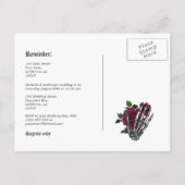 Burgundy Floral Gothic Wedding Erinnerung Postkarte (Rückseite)