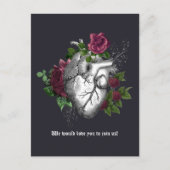 Burgundy Floral Gothic Wedding Erinnerung Postkarte (Vorderseite)