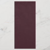 Burgundy Floral Gothic Wedding Menu Menükarte (Rückseite)