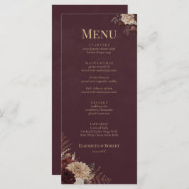 Burgundy Floral Gothic Wedding Menu Menükarte