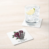 Burgundy Floral Gothic Wedding Rechteckiger Pappuntersetzer (Vor Ort)