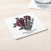 Burgundy Floral Gothic Wedding Rechteckiger Pappuntersetzer (angewinkelt)