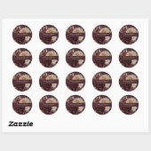 Burgundy Floral Gothic Wedding Round Sticker (Blatt)