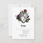 Burgundy Floral Gothic Wedding RSVP Karte (Vorderseite)