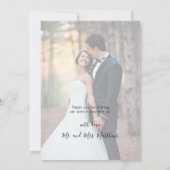 Burgundy Floral Gray Marble Script Foto Wedding Dankeskarte (Rückseite)