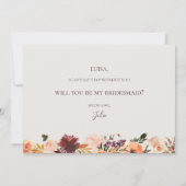 Burgundy Floral | Green Bridesmaid Vorschlagskarte Einladung (Rückseite)