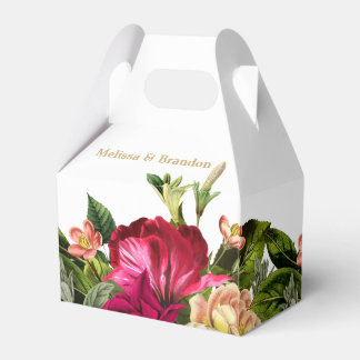Burgundy Floral Green White Gold Wedding Party Geschenkschachtel