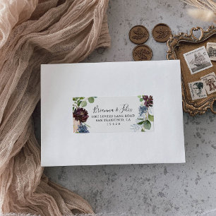 Burgundy Floral Greenerity Wedding RSVP-Adresse Adressaufkleber