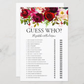 Burgundy Floral Guess Wer Brautparty Game (Vorne/Hinten)