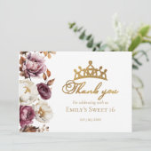 Burgundy Floral Herbst Süße 16 Dankeschön Karten (Stehend Vorderseite)