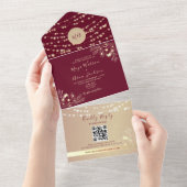 Burgundy Floral Hochzeit im Herbst All In One Einladung (Abreißen)