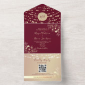 Burgundy Floral Hochzeit im Herbst All In One Einladung (Innen Boden)