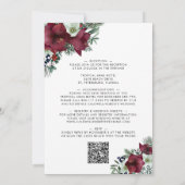 Burgundy Floral Holiday Greenerie Winter Wedding Einladung (Rückseite)