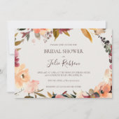 Burgundy Floral | Horizontales Beige Brautparty Einladung (Vorderseite)