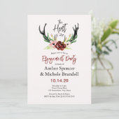 © Burgundy Floral Hunt is Over Engagement Party Einladung (Stehend Vorderseite)