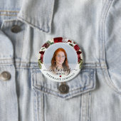 Burgundy Floral in Love Memory Foto Memorial Button (Beispiel)