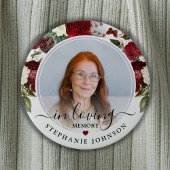 Burgundy Floral in Love Memory Foto Memorial Button