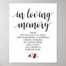 Burgundy floral in Love Memory Memorial Signatur