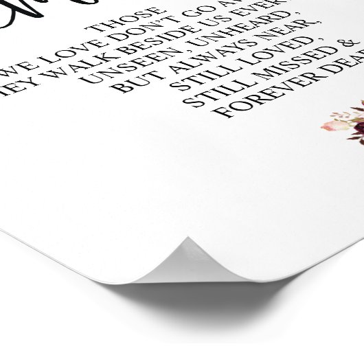 Burgundy floral in Love Memory Memorial Signatur Poster (Ecke)