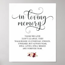 Burgundy floral in Love Memory Memorial Signatur
