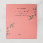 Burgundy Floral | Korallenhochzeit Platzkarte (Außenseite Aufgefaltet)