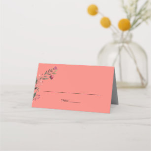Burgundy Floral Korallenhochzeit Platzkarte