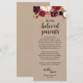 Burgundy floral Kraft Platzierung Dankeschön Karte (Vorne/Hinten)