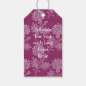 Burgundy Floral Lace Brautparty Geschenkanhänger (Vorderseite)